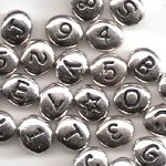Rhodium Pewter Alphabet Beads, Letter A, 6pcs