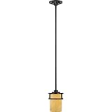 Quoizel KY1508IB Kyle 1-Light Rod Hung Mini Pendant with Butterscotch Onyx Glass Shade, Imperial Bronze