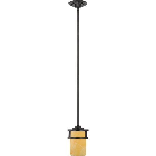 Quoizel KY1508IB Kyle 1-Light Rod Hung Mini Pendant with Butterscotch Onyx Glass Shade, Imperial Bronze