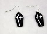 Goth Coffin Earrings Vamp Cross Black Metal Lolita Dead