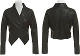 ROMEO & JULIET COUTURE Faux Leather Shawl Collar Jacket [RJ22209]