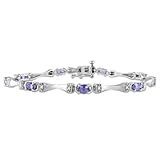 Sterling Silver Tanzanite and Diamond Bracelet (1/10 cttw, GHI Color, I3 Clarity), 7.5