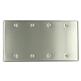 Leviton 84064-40 4-Gang No Device Blank Wallplate, Standard Size, Box Mount, Stainless Steel by Levi