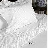 Classic Pinstripe 400 Thread Count Egyptian Cotton Bed Sheet Set Queen - White