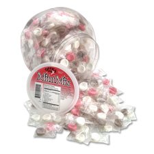 Office Snax Products - Mint Mix, 375 Pieces, Assorted Flavors - Sold as 1 EA - Tub of sugar-free mint candy is ideal for breakroom and reception areas. Resealable tub maintains freshness. Assortment includes cinnamon, chocolate, wintergreen and peppermint flavors. Each fat-free candy is individually wrapped and diabetic-approved.