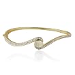 Yellow Gold Plated Sterling Silver Opal and Diamond Bangle Bracelet