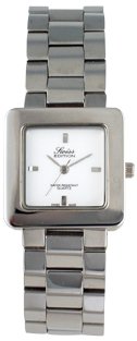 Swiss Edition Swiss Made Mens Silver Square Watch with a White Dial