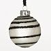 Black & White Matte Glitter Stripe Glass Ball Christmas Ornament 2.5
