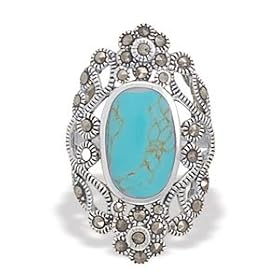Turquoise and Marcasite Ring by West Coast Jewelry