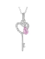 Alexandria Collection Sterling Silver Cubic Zirconia Key and Trinket Charm Necklace