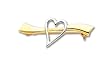 14k & Rhodium Solid Satin Polished Heart Pin