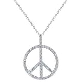 Sterling Silver Cubic Zirconia "Peace Sign" Pendant with Chain (16") Sterling Silver Cubic Zirconia "Peace Sign" Pendant with Chain (16")