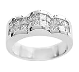 1.30Ct. 14K. White Gold Prencess Cut Invisible Diamond Anniversary Ring