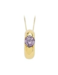 14K Yellow Gold Childrens Imitation Amethyst Ring Pendant with Chain