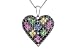 1 1/2 Carat Black Diamond, Green Garnet and Multi Sapphire 14K White Gold Pendant w/Chain