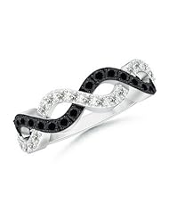 Round Enhanced Black Diamond and White Diamond Intertwined Ring