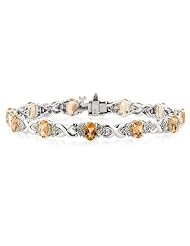14k White Gold Diamond and Citrine Bracelet