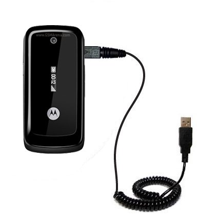 Coiled USB Cable for the Motorola WX295 with Power Hot Sync and Charge capabilities - uses Gomadic TipExchange Technology