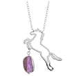 18 Inches - Inox Jewelry Women's Horse Amethyst Bead 316L Stainless Steel Necklace