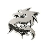 Chrome Emblem Car Van Truck Decal Stylised Dragon Self Adhesive Stick On Badge Sign 56x62mm