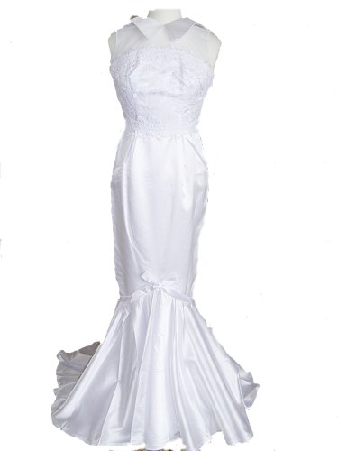 New Formosa Bridelite Mermaid White Satin Wedding Gown Dress Sz 6 Fl21