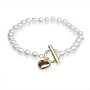 5x5.5mm White Freshwater Cultured Pearl Bracelet with Yellow Heart Toggle Clasp - 7 inches