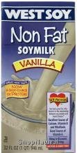 Soymilk, Vanilla, Non Fat, Part Organic, 32 oz. by Westsoy Soy Beverages