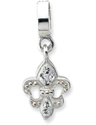 Silver Clear Swarovski Fleur De Lis Charm for 3mm Charm Bracelets