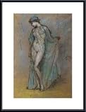 Art Poster Metal Framed Print - Female Nude with Diaphanous Gown - Artist: James Abbott McNeill Whistler- Poster Size: 20 X 16