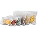 Reusable Sandwich Bags Reusable Snack Bag Reusable Storage Bags Sandwich Size Freezer Baggies Silicone Sealable for Food Kids Lunch Fruit Leakproof Travel Extra Thick 6P with 8P Labels?FDA BPA Free