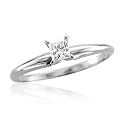14k White Gold Solitaire Princess Cut Diamond Engagement Ring Band (GH, I, 0.10 carat)