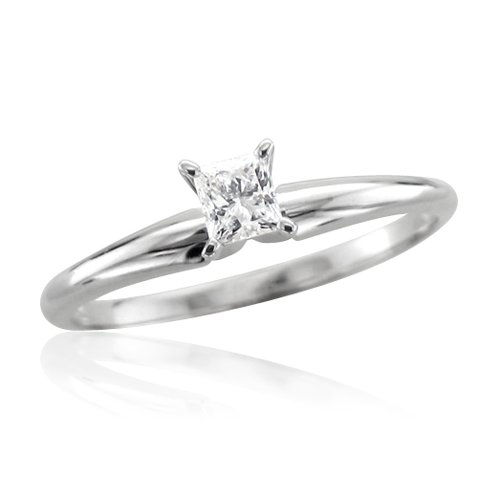 3110kDpZUWL 14k White Gold Solitaire Princess Cut Diamond Engagement