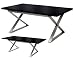 Crossed leg gloss extendable dining table black
