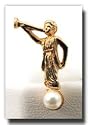Angel Moroni Tie Tack (Gold with Pearl) - Gold Color Angel Moroni Lapel Pin - Mormon Clothing Accessory - LDS Jewelry - Wear to Church - Great Gift - Pearl Jewelry for Christians - Religious and for Anyone - Primary Present - Wonderful for Neck Ties and Clothing - Great Gift for Everyone - Just Like the Moroni on the Temples - Moroni Stands on a Pearl with His Trumpet