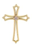 14K Yellow Gold .015 ctw Diamond Cross
