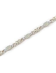 14kt Yellow Gold Oval Opal and Diamond Bracelet