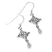 Sterling Silver Four-Point Celtic Knot North Star Hook Earrings with Rainbow Moonstone Teardrops