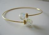 Gold Plated Wire Bracelet Swarovski AB Crystal Jewelry w/ Rondells (BRAND NEW)