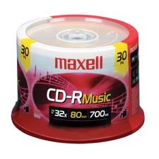 Maxell Music 32x 80 minute / 700MB CD-R Media for Audio, 30 Pack Spindle