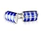 Elegant Blue, White, & Silver Catseye Cufflinks with Gift Box