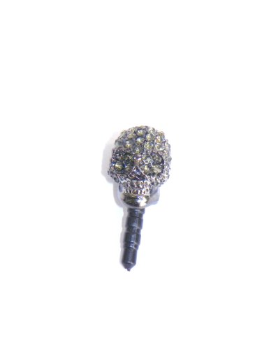 Skull Earphone Jack Accessory Crystal Bling Round Anti Dust Headphone Jack Plug Bling Cover for Iphone HTC Bling 14 Mm Swarovski Elements Cellphone Charms Anti-dust Dustproof Earphone Audio Headphone Jack Plug Stopper for Iphone 4 4s 5, Samsung Galaxy S2 S3 S4 Note I9220 HTC Sony Nokia Motorola Lg Lenovo (Hematite) - Comes with Gift BOX