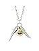 Bronze Tone Golden Snitch Harry Potter The Deathly Hallows Wing Charm Gold Ball Pendant Chain Necklace
