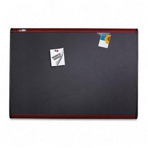 Quartet Prestige Plus Magnetic Fabric Bulletin Board 6 x 4 Feet Black with Mahogany Frame