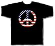 PEACE SIGN - American Flag - Black T-Shirt