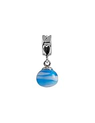SilveRado (tm) MMD023 Murano Glass Dangle Ball Blue Swirl Bead / Charm
