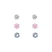 Jewelry : Sterling Silver 3mm Round Prong Set White CZ Pink CZ and Aqua Glass Tiny 3 Earring Set