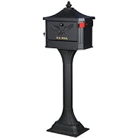 Solar Group PED0000B Large Cast Aluminum Pedestal Mailbox, Black