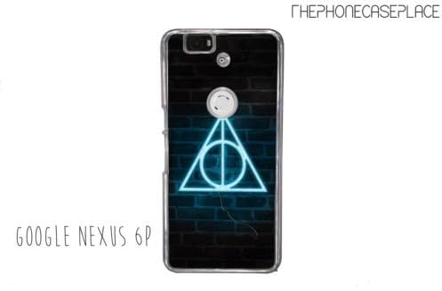 Harry Potter Deathly Hallows Neon Sign Hand Made iPhone or Samsung Phone Case For Google Nexus 6P Clear Plastic