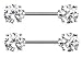 Body Accentz™ Nipple Ring Bars Surgical Steel Nipple Bar with Double Front Facing Round CZ Prongs Body Jewelry Sold as pair