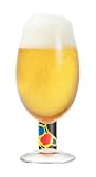 Beer Glass, Navaja, Artistic Stem w/ Decorative Napkin. Designer Color Enamel Stem Beer Goblet